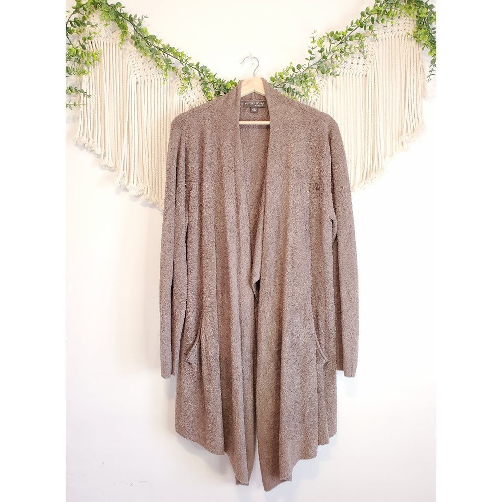 Barefoot Dreams Brown Fuzzy Knit Open Front Long Sleeve Cardigan, Size 2X - Picture 1 of 7